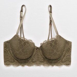 Aerie Army Green Real Power Balconette Lightly Lined Bra, 34B